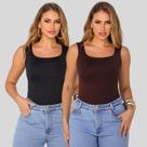 Blusa Regata Feminina de Suplex com Forro Decote Quadrado P ao GG