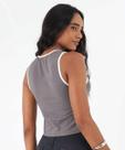 Blusa Regata Feminina Frase Listras Marisa Cinza-75184