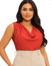 Blusa Regata Feminina Gola Colar Boba Amni Casual Elegante Cor:AbóboraTamanho:M