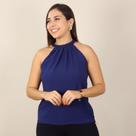 Blusa Regata Feminina Social Verão Gola Alta Trançada