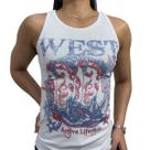 Blusa Regata Feminina Zoe Country Western Strass E Pedrarias