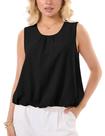 Blusa regata GTLIAE Bubble Bhem Plissada Texturizada Preta-M