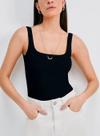 Blusa Regata Hering 4ALF Feminina Decote Quadrado Canelada Algodão T. P/XXG