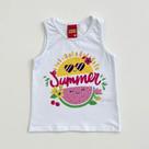 Blusa Regata Kyly Infantil Menina Branca Summer Melancia Verão Moda Kids