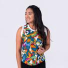 Blusa Regata Soltinha You! Alça Larga Estampada Viscose