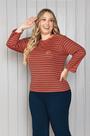 Blusa Ribana Listrada Juanna - Casual Outono - Preta e Terracota Blusa Ribana Listrada Juanna - Casual Outono - Preta e Terracota