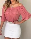 Blusa rosa com bolinhas