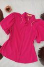 Blusa rosa Holanda gola polo Blusa rosa Holanda gola polo