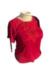 Blusa Rosa Malha Plus Size estmapa Renda G/GG