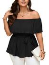 Blusa SCOMCHIC Plus Size Off The Ombro Peplum Chiffon