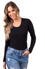 Blusa Segunda Pele Feminina Decote Redondo Em Tecido Suplex
