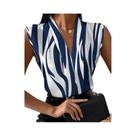 Blusa sem mangas decote v feminino, top estampado, streetwear elegante, roupa feminina