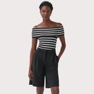 Blusa Shoulder Tricot Ombro a Ombro Listrada