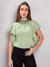 Blusa Social Evangélica Gola Pérola Manga Bufante com Babado