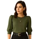 Blusa Social Feminina Manga 3/4 Bufante Camisa Elegante