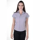 Blusa Social Feminina Manga Curta Tecido De Poplin - Cinza Claro