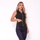 Blusa Social Feminina Profissional em Tecido de Poplin sem Manga - Preto