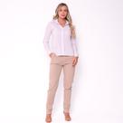 Blusa Social Feminina Tecido de Poplin Manga Longa- Branca