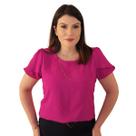 Blusa Social Manga Curta Tulipa Feminina Lisa em Crepe Duna