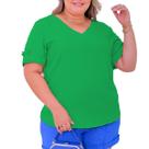 Blusa Social Plus Size Feminina Camisa Manga Curta Botões Viscolinho