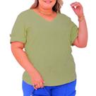 Blusa Social Plus Size Feminina Camisa Manga Curta Botões Viscolinho