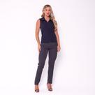 Blusa Social Tradicional Feminina Sem Manga Tecido de Two Way - Azul Marinho.