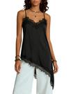 Blusa SOLY HUX camisola de cetim assimétrica para mulheres preta