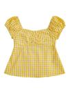 Blusa SOLY HUX feminina de guingão de verão com gola em forma de coração 9Y Blusa SOLY HUX feminina de guingão de verão com gola em forma de coração 9Y