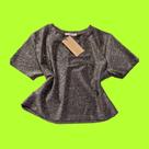 Blusa t-shirt cropped lurex preta verão