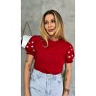 Blusa t shirt feminina com manga princesa bufante silcada