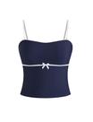 Blusa tanquíni ZAFUL, laço sem alças, maiô, controle de barriga, azul marinho