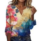 Blusa TBILILO Boho com decote em V e manga 3/4 com estampa floral para mulheres Blusa TBILILO Boho com decote em V e manga 3/4 com estampa floral para mulheres