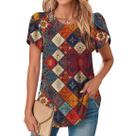Blusa TBILILO Boho Floral com babados de manga curta para mulheres vermelha