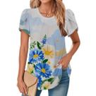 Blusa TBILILO Boho Floral com babados e manga curta para mulheres Blusa TBILILO Boho Floral com babados e manga curta para mulheres