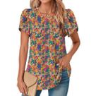 Blusa TBILILO Boho Floral com babados e manga curta para mulheres Blusa TBILILO Boho Floral com babados e manga curta para mulheres
