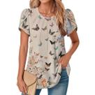 Blusa TBILILO Boho Floral com babados e manga curta para mulheres Blusa TBILILO Boho Floral com babados e manga curta para mulheres