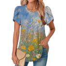 Blusa TBILILO Boho Floral com babados para mulheres em poliéster Blusa TBILILO Boho Floral com babados para mulheres em poliéster