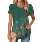 Blusa TBILILO Boho Floral de manga curta para mulheres verde M