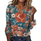 Blusa TBILILO, manga 3/4, babado, decote em V, floral, vermelha para mulheres