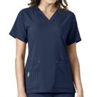Blusa tecnológica feminina Scrubs Carhartt Force Cross-Flex com decote em V azul marinho