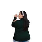 Blusa termina feminina com manga e gola preta