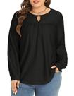 Blusa TFSDOD Plus Size de manga comprida preta para mulheres 5GG