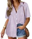 Blusa TIYOMI Plus Size com botões e manga curta, roxa, feminina