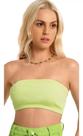 Blusa Top Cropped Bustiê Faixa Tricot sem alça Zinco