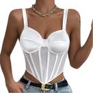 Blusa Top Cropped Corset Bustiê Modelador Transparência Tule