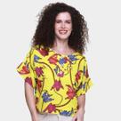 Blusa Top Moda Estampada Botões Feminina