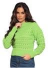 Blusa Trico Feminina Detalhe Esponja Com Manga Punho