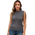 Blusa Tricô FMF Chumbo Sem Manga Básica Casual