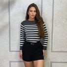 Blusa Tricô Modal Feminina Listrado Elegante Tendência Frio