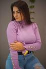 Blusa Tricô Modal Gola Alta Botões na Manga